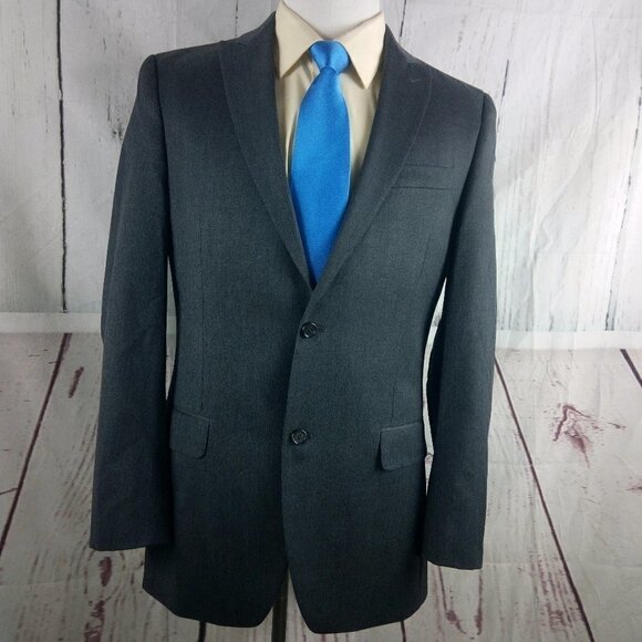 Alfani Macy's 40L Wool 2 Button Gray Suit Blazer Jacket